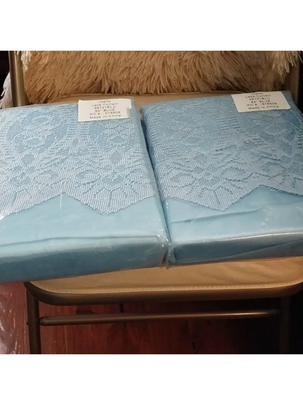 Joelle Blue Lace Curtains 1Pair NWT Size 54WX84L